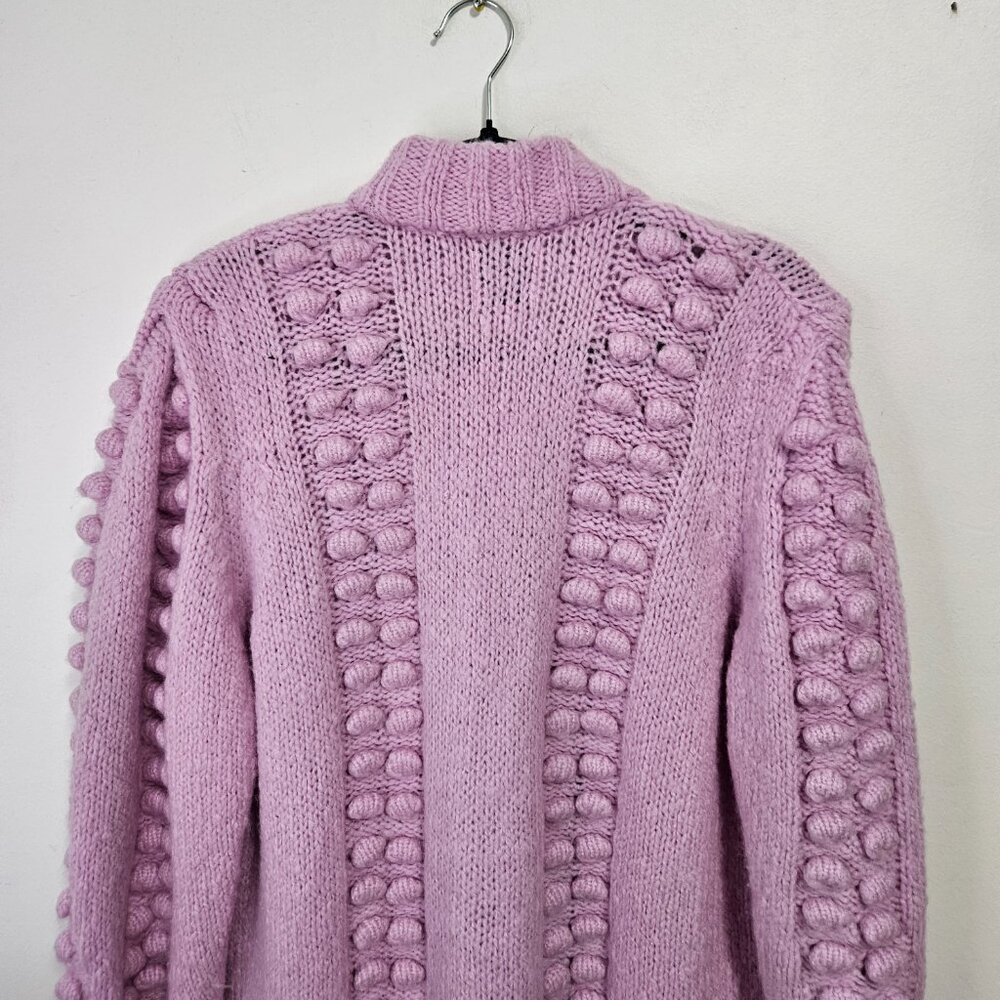 SOLD Hayley Menzies Gloria Alpaca Bubble-Knit Long Cardigan Sz M Lilac - Picture 10 of 11